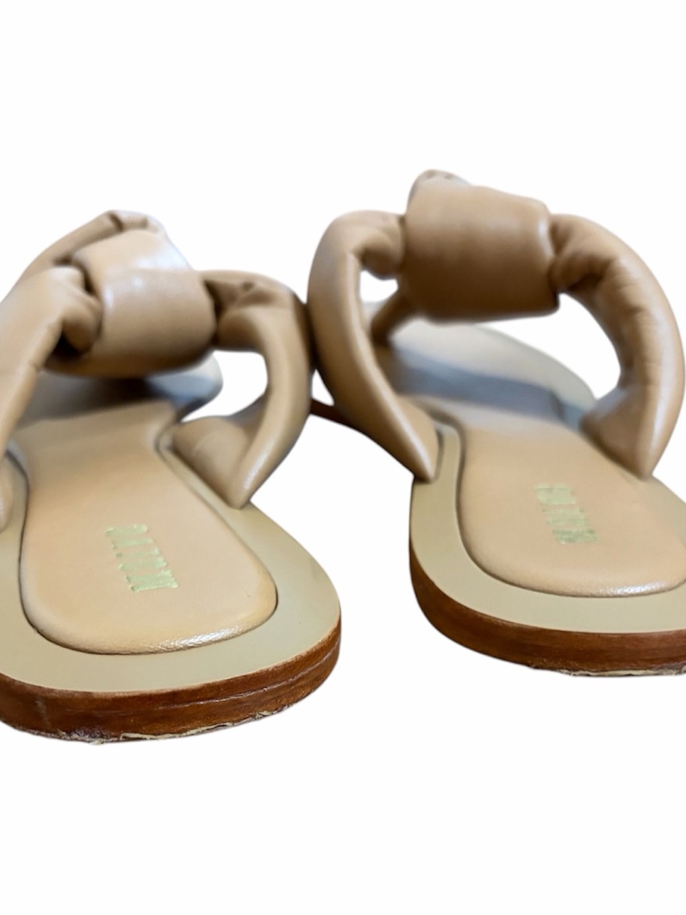 Maeve Anthropologie Nude Knotted Sandals Size 8 Padded Square Toe - Picture 7 of 8